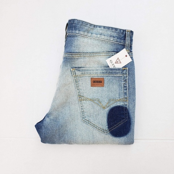 NEW GUESS TAPERED-LEG SLIM FIT PATCHED JEAN SZ 32 - Picture 7 of 8